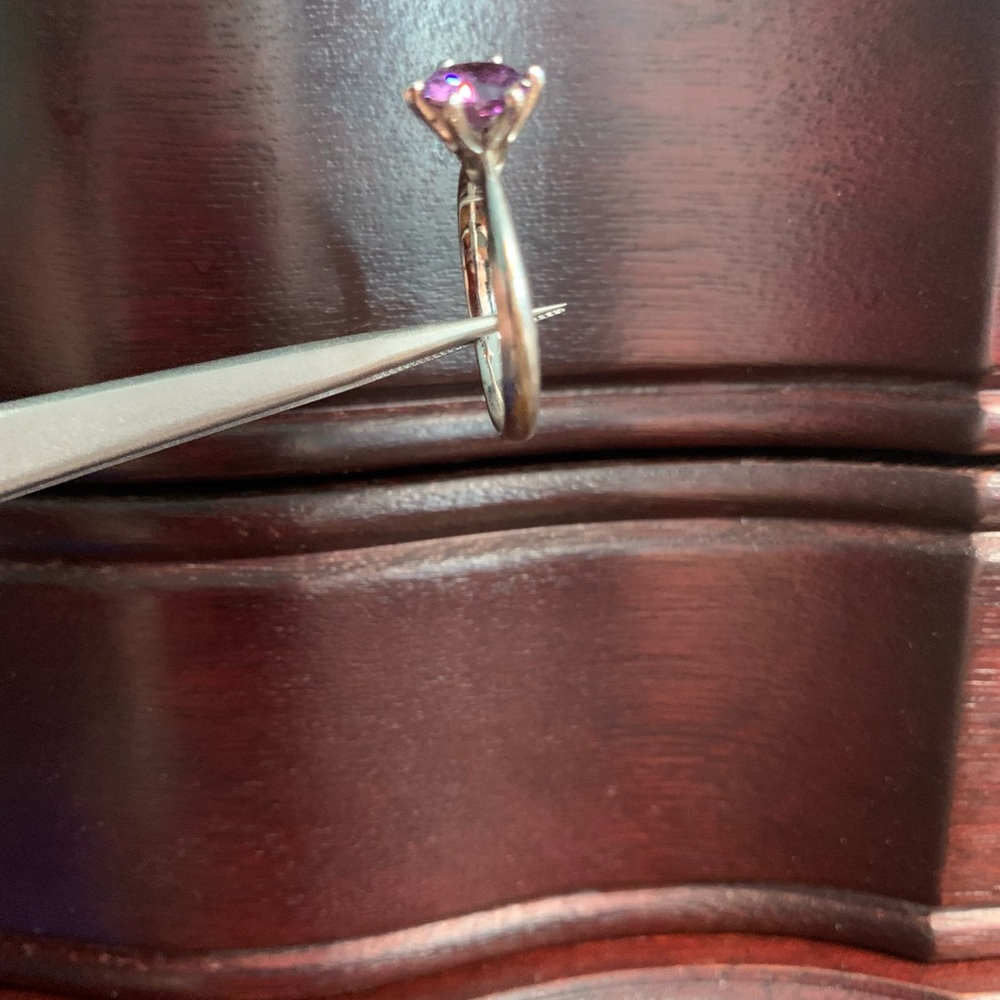 Classic Solitaire Purple Gem Ring - image 4